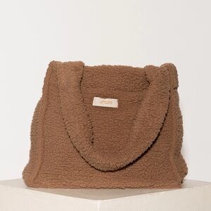 [Coffee Shoppe] “Latte Love” Vegan Sherpa Tote (chestnut)